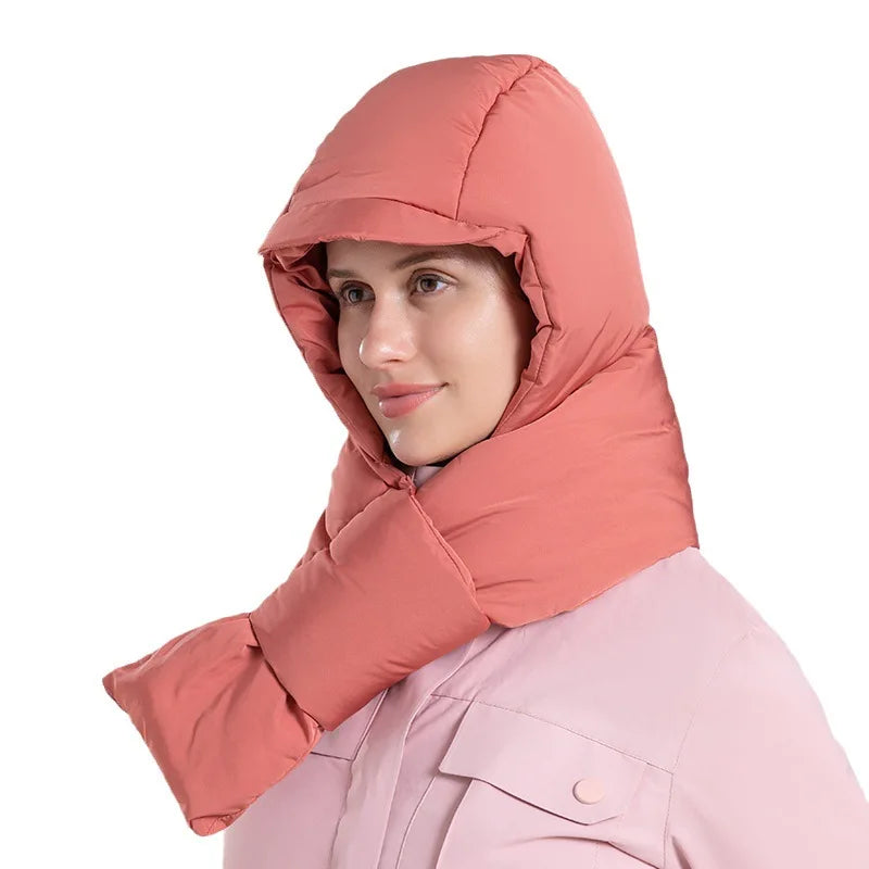 2024 Cap and Neckerchief Windproof Warm Pullover Hat Winter Puffer Quilted Hat Quilted Winter Hat