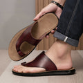 Men Leather Summer Slippers New Fashion Flip-Flops Sandals Breathable Non-slip Casual Flat Slippers
