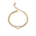 Stainless Steel Jewelry 18k Gold Plated Colourfast Bracelet Bangle Double Layer Girls' Fashion Map Charm Bracelet