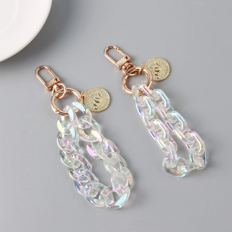 Yiwu Transparent Buckle Chain Acrylic Keyring Girl Bag Charm Keychain De Acrilico Chain Arylic Keychain