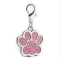 Personalised Custom Logo Laser Name Number ID Dog Tag Metal Blank Glitter Paw Shape Pet Tag