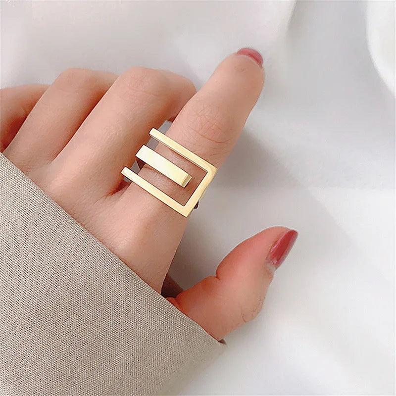 New Style Personality Ring Female Fashion Gold Geometric Rings for Women