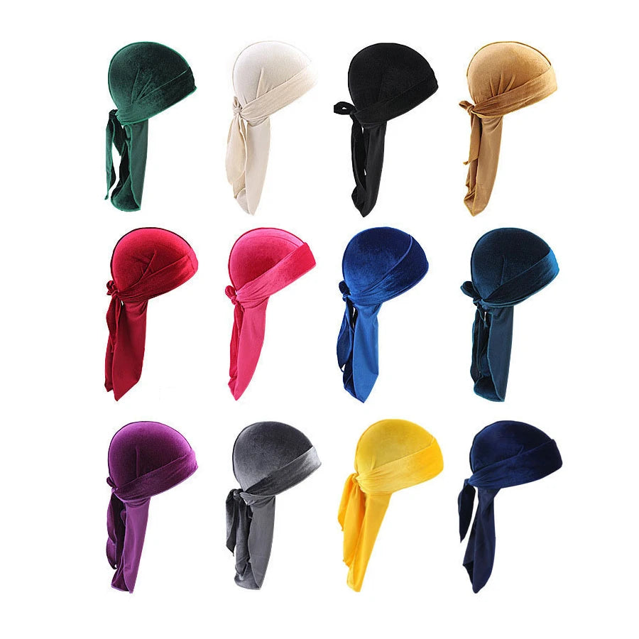 Hip-Hop Mens Custom Durag With Logo Hair Du Rag Velvet Velours Homme Customize Hat Vendor De Designer Durags for Men