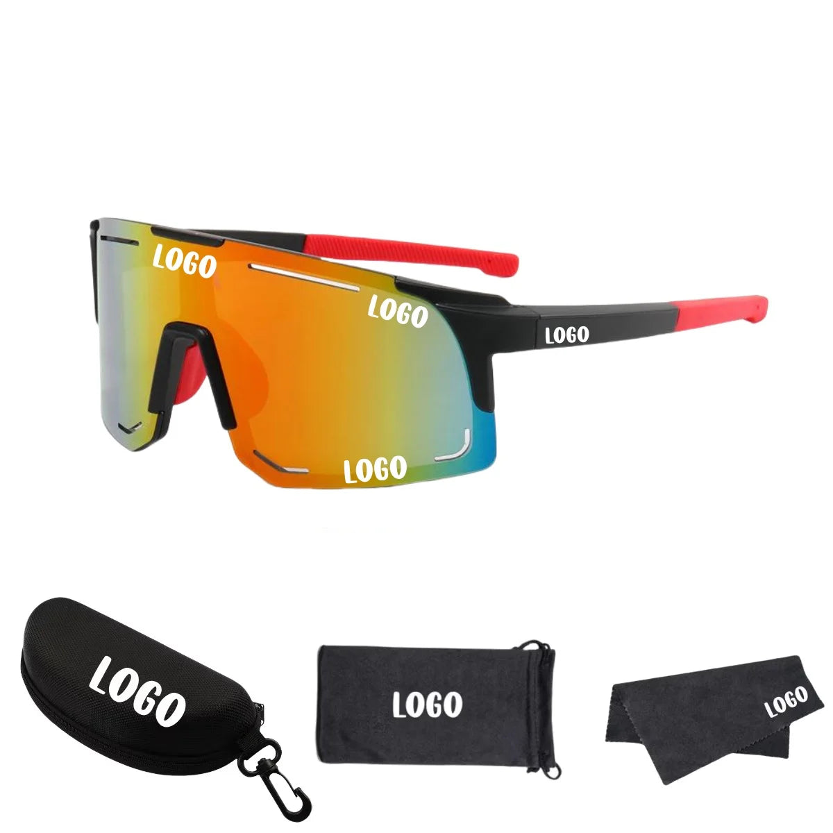 Oversized UV400 Sports Sunglasses with Hollow Fashionable Frame Protective Cycling and Baseball Shade Made of PC Material