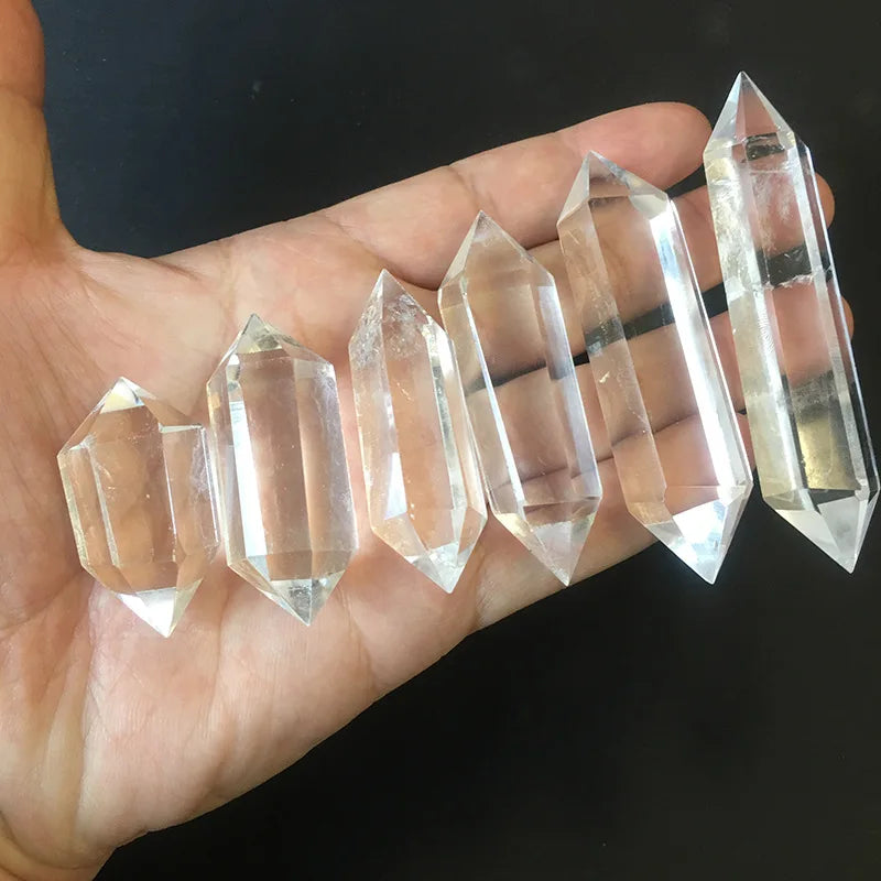 Wands Clear Quartz Healing Crystal Hexagonal Double Point Prism Polished Tumbled Stone Natural Home Decoration Love OPP Bags