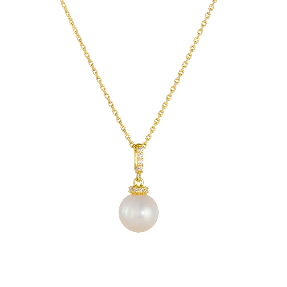 Vintage Pearls Zirconia Pendant Necklace Fine Jewelry Luxury Gold Plated 925 Sterling Silver Cute Choker Necklaces for Women