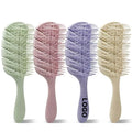 Custom Logo Detangling Brush Hair Brush for Faster Blowing Dry No Pulling Curved Vent Detangling Paddle Brush Wet Dry Curly