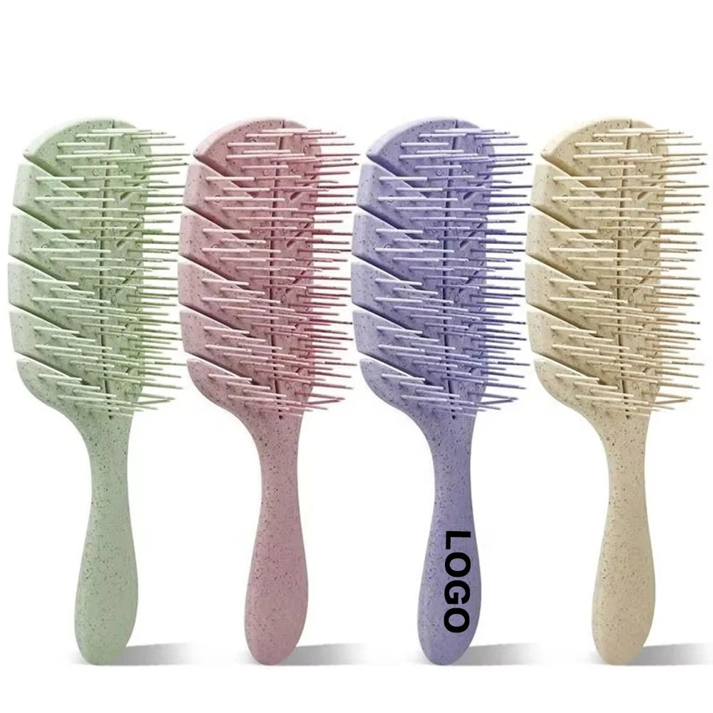 Custom Logo Detangling Brush Hair Brush for Faster Blowing Dry No Pulling Curved Vent Detangling Paddle Brush Wet Dry Curly