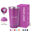 Custom 16oz Reusable Stainless Steel Outdoor Travel Mug Insulated Beer Speaker Tumbler Cups with Opener and Wireless Speaker