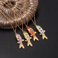 HB524 Stainless Steel Small Fish Goldfish Pendant Color Enamel Fish Charm Necklace Luck Good Fortune Gift for Friends Jewelry