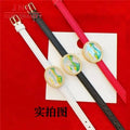 Alluvial Gold Thousand-Li Landscape Bracelet Enamel Color Landscape Painting Leather Rope Watch Bracelet  Retro Couple Watch
