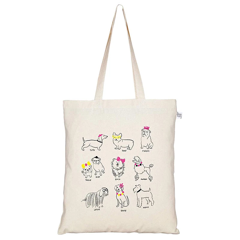 2021 New Reusable grocery bags tote pattern shopping bags cotton canvas bag