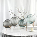 Drop Shipping Metal Frame Transparent Glass Vase High-end European Style Flower Hydroponic Flower Vase