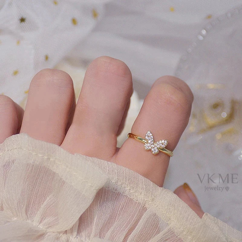 VKMEFashion Jewelry Ring Simple Design Butterfly Ring Women Gift