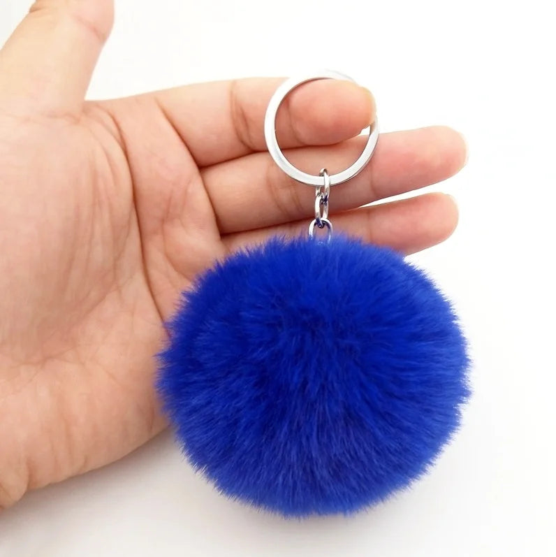 Factory Price Fluffy Fur Keychains Toys 8cm Soft Rabbit Fur Ball Car Keyring Key Chains Gift Fashion Assocceries