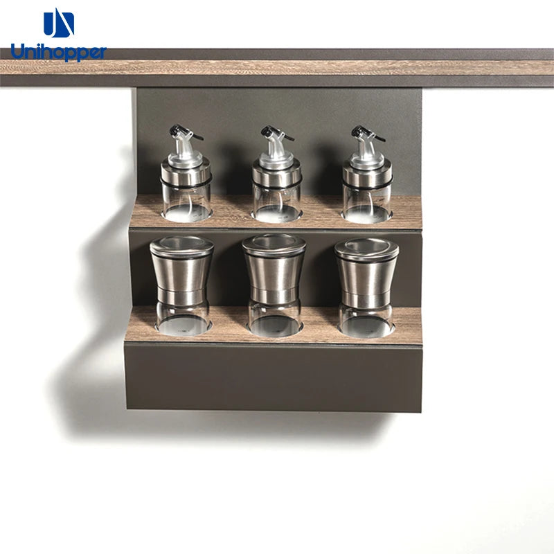 Unihopper Factory Nordic Black 2 Tier Wall-mounted Kitchen Storage Rack Spice Rack