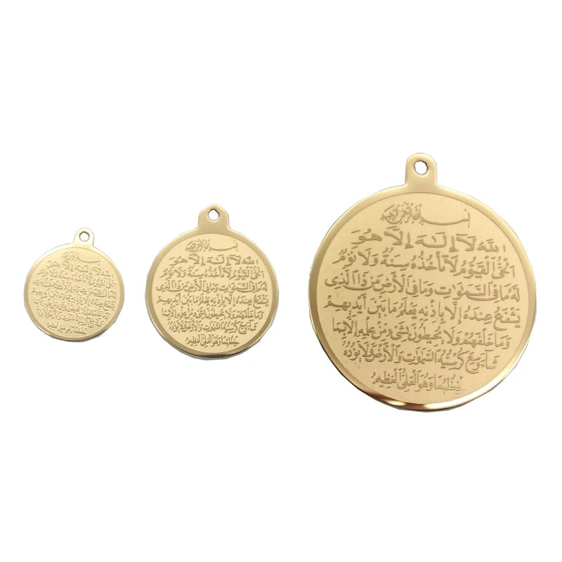15mm 20mm 35mm Ayatul Kursi Mashallah Pendant Charm Ayatul Kursi  Charm Stainless Steel Islam Charms