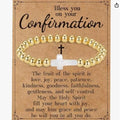 Vintage Elastic Natural Stone Beads Cross Bracelet Cross Charm Bead Stretch Bracelets Christian Jewelry Teenage Girls