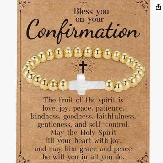 Vintage Elastic Natural Stone Beads Cross Bracelet Cross Charm Bead Stretch Bracelets Christian Jewelry Teenage Girls