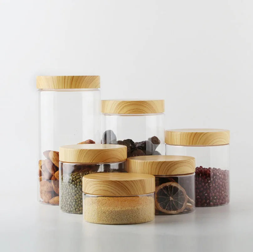 Wholesale 1000ml 500ml 600ml PET Empty Cookie PET Mason Scrub Container Jar With Aluminum Lid