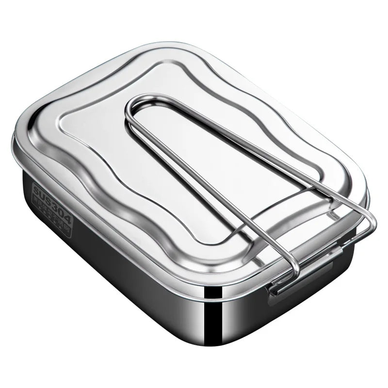 Hot Sale Outdoor 18/10 Stainless Steel Metal Lunch Box Large Capacity Camping Hiking Lunch Box