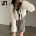 Liu Ming Hot Products Elegant Women Casual Crop Knitted Cardigan Long Sleeve Lace up Chic Y2k Sweater