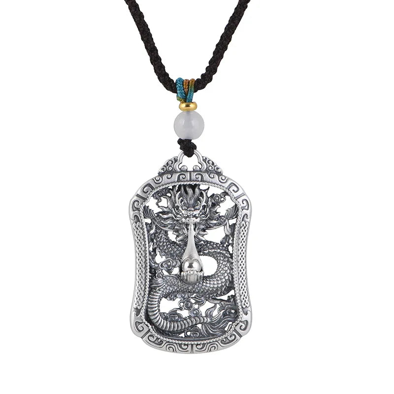 New Arrivals Sterling Silver 999 Pendant Vintage Men's and Women's Dragon Weaving Rope Pendant Necklace Jewelry