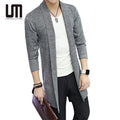 Liu Ming Trending Product 2025 Streetwear Autumn Men Clothing Solid Long Slim Fit Jackets Mid Length Cardigan Coats