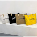 Casual Student Handbag Factory Wholesale Solid Color Letter Printed Canvas Tote Bag with Two Handles All-match Style