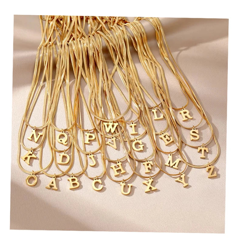 Fashion 18k Gold Plated Initial Name Letter Necklace Necklace Charm Stainless Steel Necklace for Gift