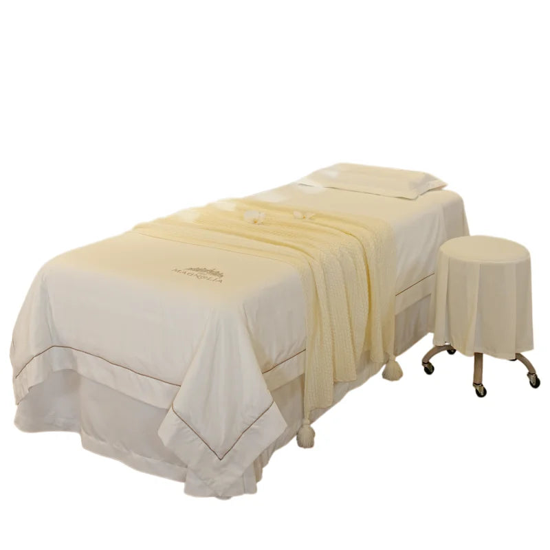 New Arrivals White Luxury Massage Bedspread Duvet Cover Bedding Sets Customized Size Logo 4pcs Beauty Bed Cover