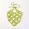 Green Triangle Crochet Head Bandana Knitted Yingyang Pattern for Outdoor Scenes