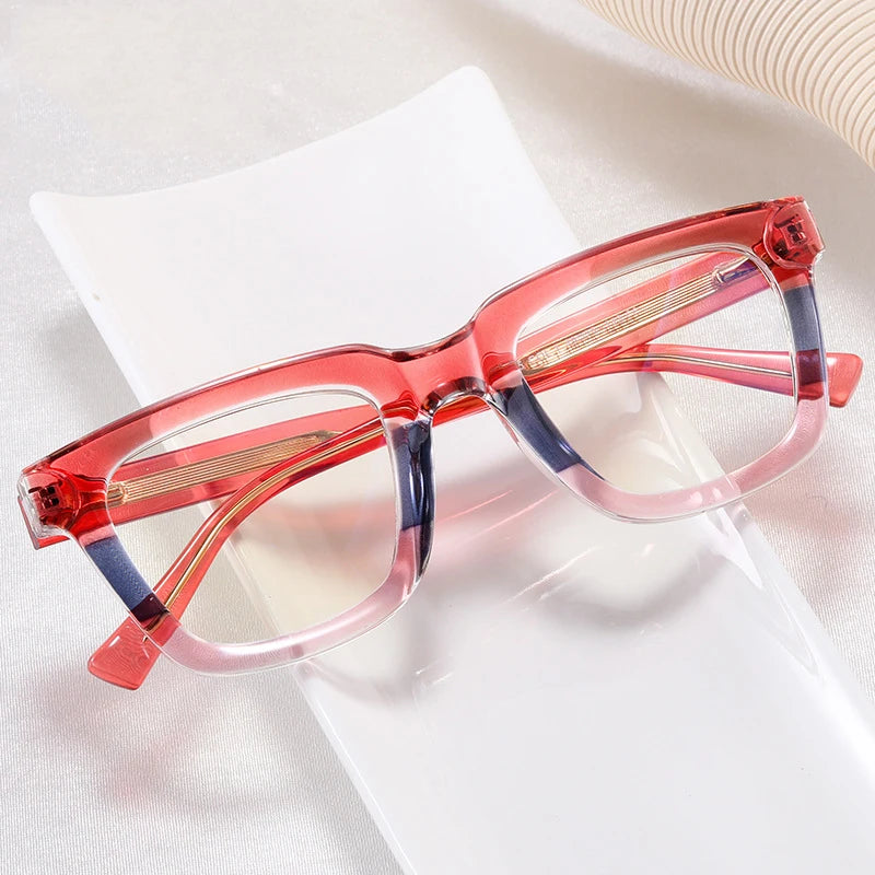 97725 Fashion Double Color TR90 Square Women Glasses Frames Retro Optical Men Clear Anti Blue Light Eyewear Frame