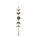 Bohemian-Style Moon Wall Decor Wood Macrame Beaded Wall Hanging for Home for Bedroom Living Room Office or Nursery