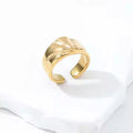 Customized High Quality Women Minimalist Statement Charm Jewelry Geometric Exaggerate Wide Wrinkled Opening Ring