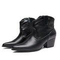 In Stock Low MOQ Woman Ladies Winter Ankle High Heels Boots Black Leather Ankle Boots