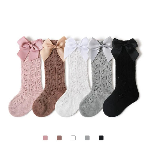 0-3 Years Soft Breathable Net Knee Girls White Princess Kids Cute Lace Summer Lolita Bow Baby Socks
