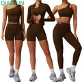 Hot Sale 5 Piece Women Yoga Set One Shoulder Sports Bra Butt Lift Gym Pants Fitness Active Running Workout Suit