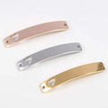Mirror Polish Stainless Steel 6*38mm Engrave Logo Pendant Hollow Heart Bending Strip Charms