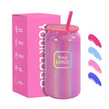 16oz Stainless Steel Double Wall Shimmer Tumbler with Sublimation Glitter Finish Party Use Hot/Cold Insulation Lid and Straw