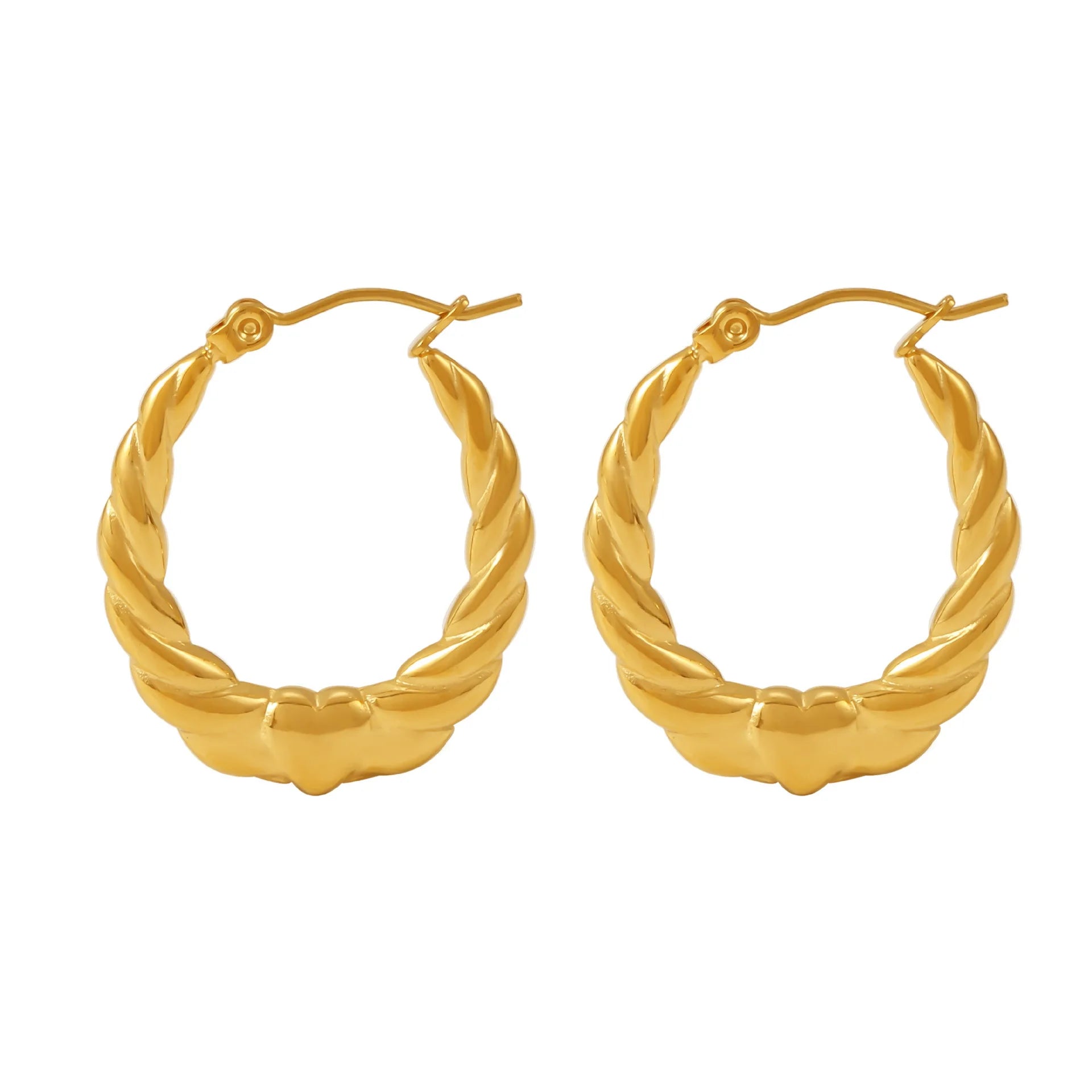 2024 Trend Stainless Steel Small Love Thread C- Type Eardrop Earring Plated 18K Real Gold Temperament Commute Hoop Earrings