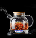 Kitchen Coffee Pot Coffeeware Teaware Beverage Dispenser Transparent Glass Elegant Water Jugs With Wooden Cover