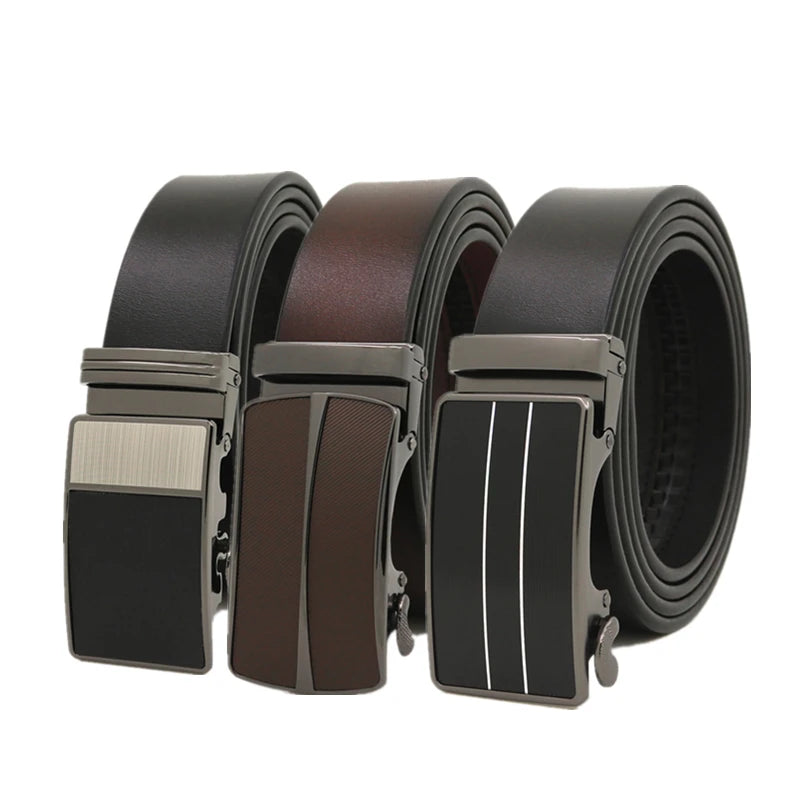 LQbelt Cowhide Belt Men's Genuine Leather Belt Ratchet Automatic Buckle Belts for Men OEM Custom LOGO Factory