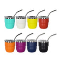 Hot Selling Customized 4oz Double Wall Stainless Steel Coffee Mugs Sets Powder Coated Tumblers With Metal Straw