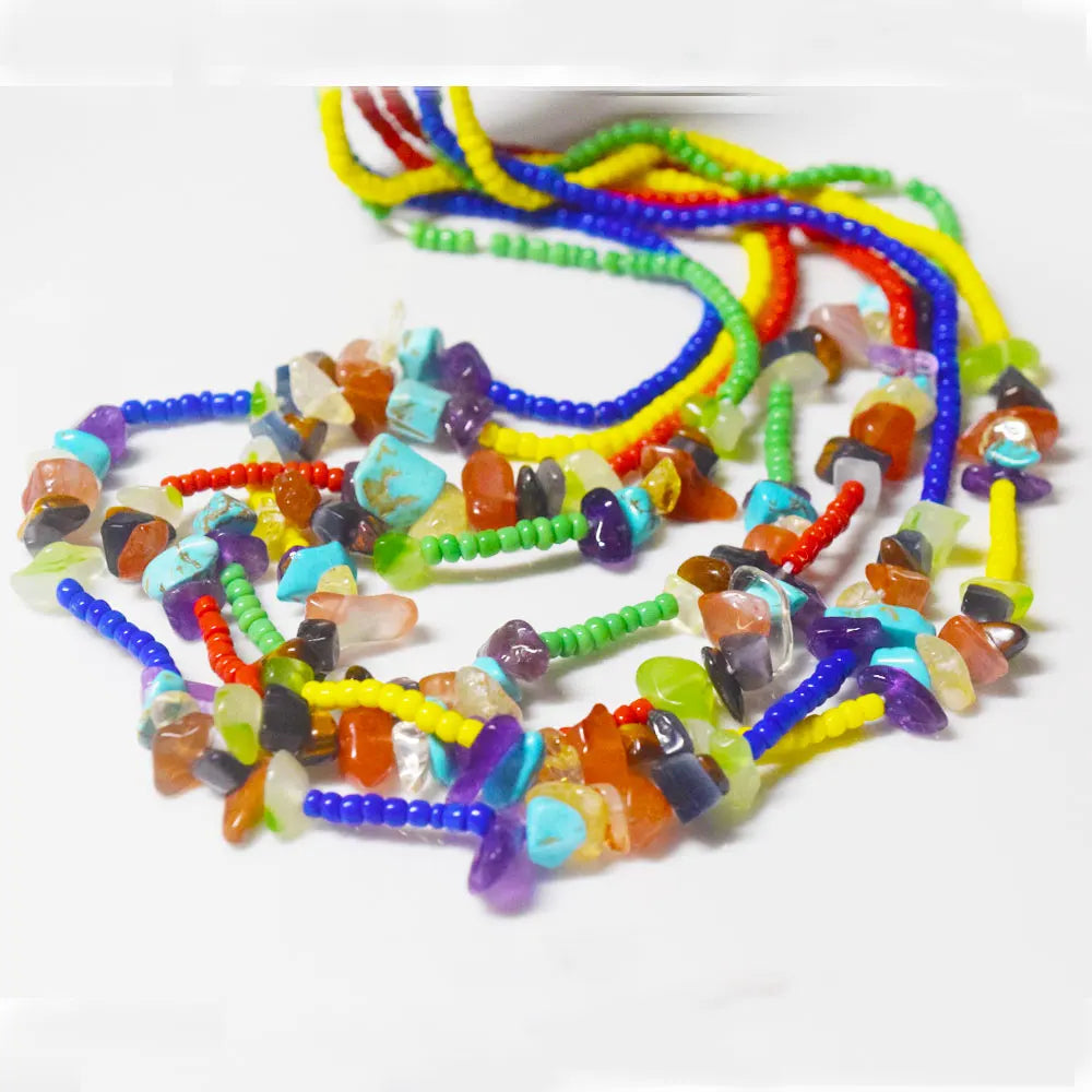 50 Inches African Cotton Tie on Chakra Crystal Natrual Gem Stone Beaded Waist Beads Belly Chain Jewelry Women Clap Offers