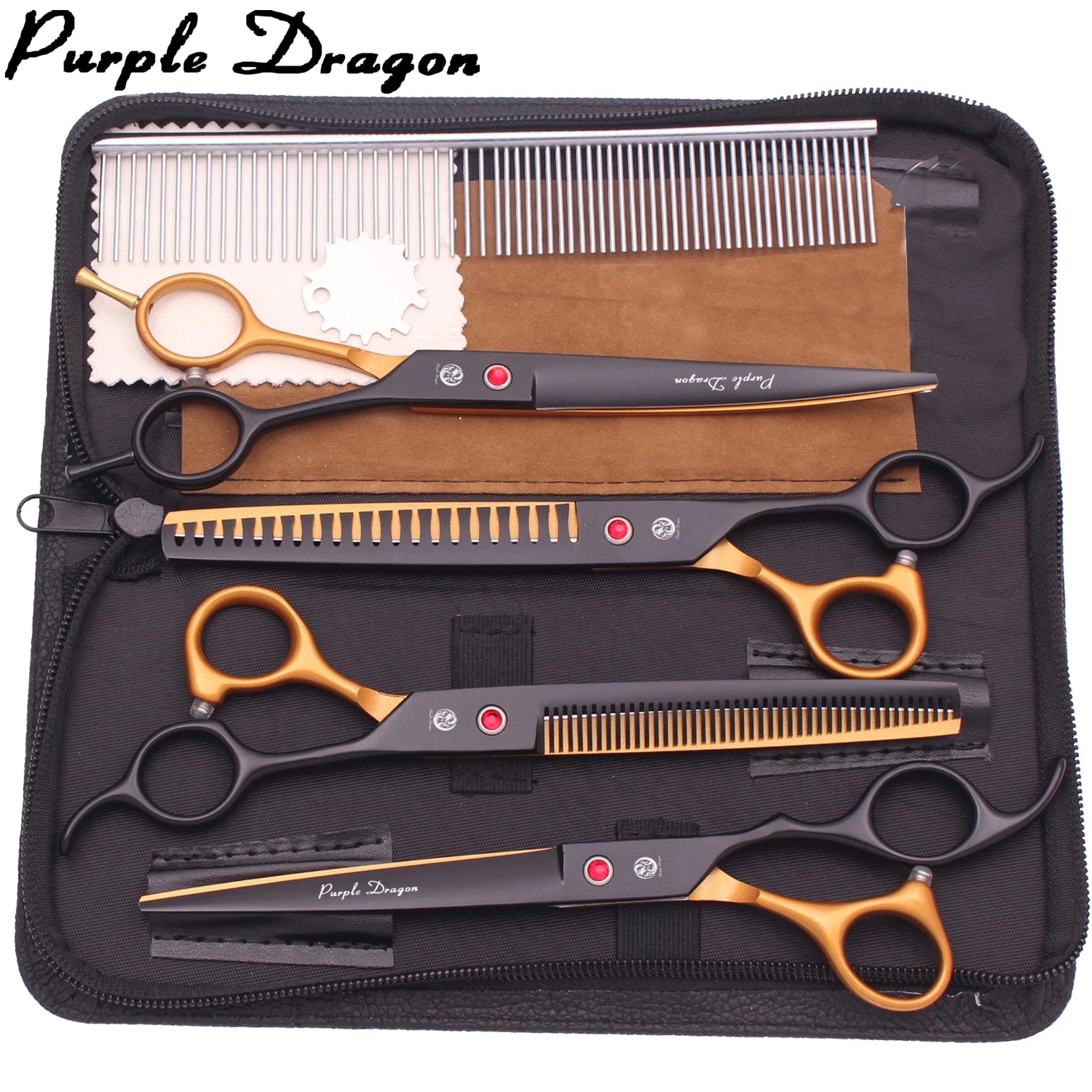 Purple Dragon Dog Grooming Scissors 7.5" JP Steel Pet Chunker Scissors Thinning Shears Hairdressing Shears Curved Scissors Z3088