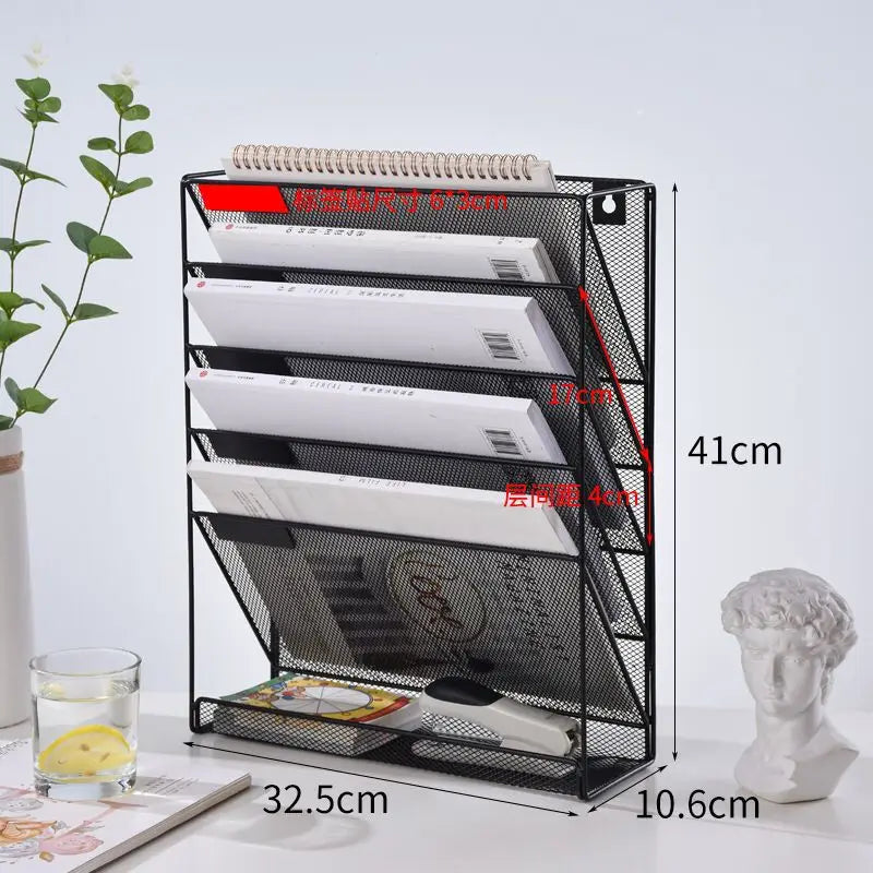 5- Tier Black Hanging Files Organizer Document Holder Racks Office Supplies