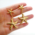 Luxury High Quality Custom Stainless Steel Wholesale Jewelry Gold Plated Waterproof Starfish Geometric Women's Dangle Earrings