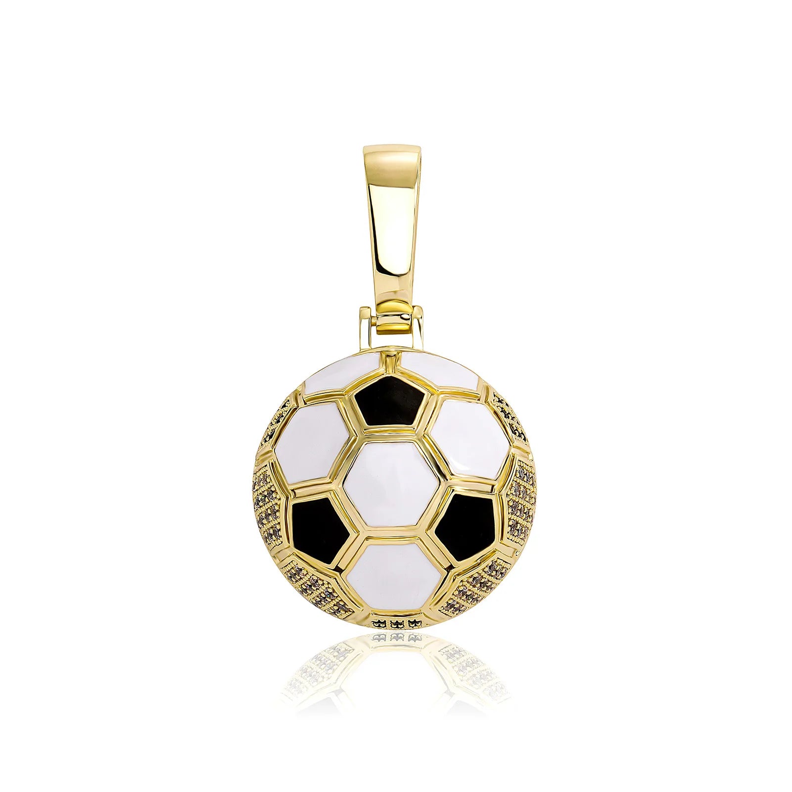 Top Icy Full Zircon Ball Football Pendants 18K Gold Plated Rope Chain Brass Fashion Jewelry Necklaces Hip Hop Style