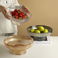 Factory Direct Sale Light Luxury Tall Glass Fruit Tray Household Transparent Snack Dried Fruit Candy Tray Tray